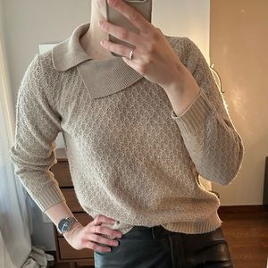 (S/M) Vintage oatmeal knit sweater, no brand